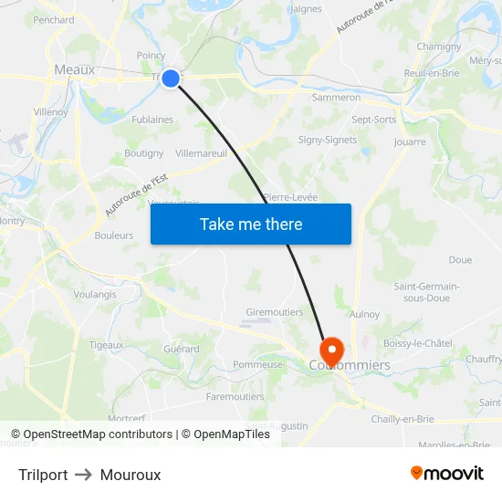 Trilport to Mouroux map