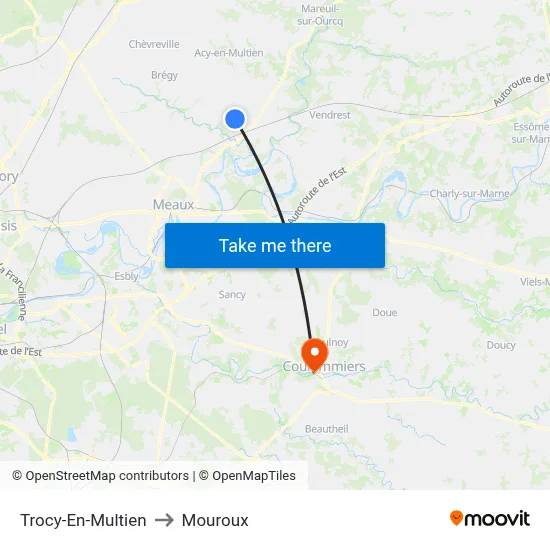 Trocy-En-Multien to Mouroux map