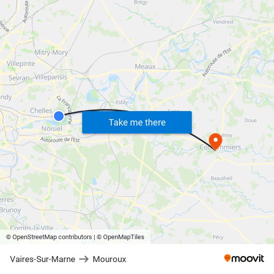 Vaires-Sur-Marne to Mouroux map