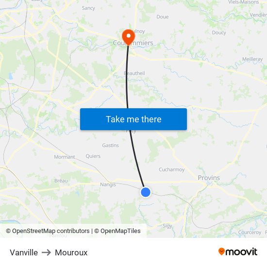 Vanville to Mouroux map