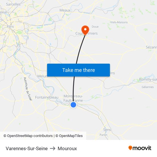 Varennes-Sur-Seine to Mouroux map