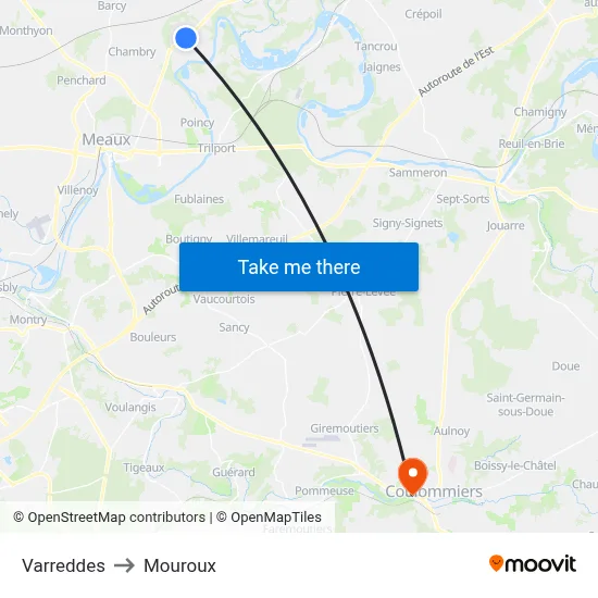 Varreddes to Mouroux map