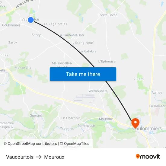 Vaucourtois to Mouroux map