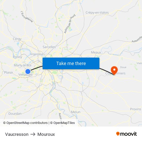 Vaucresson to Mouroux map