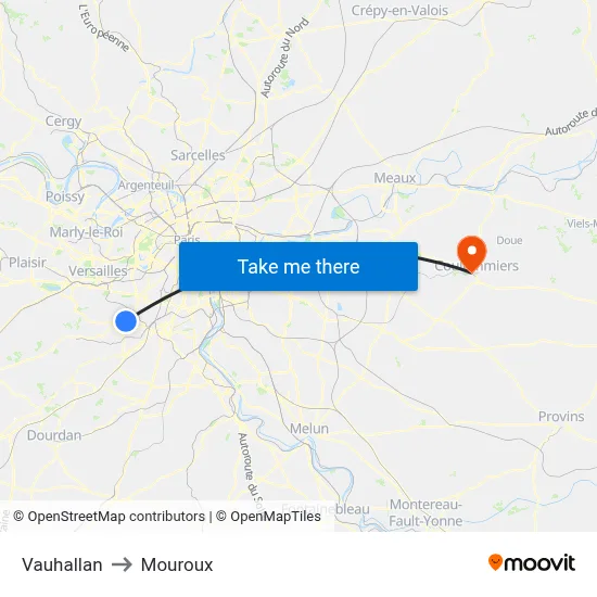 Vauhallan to Mouroux map