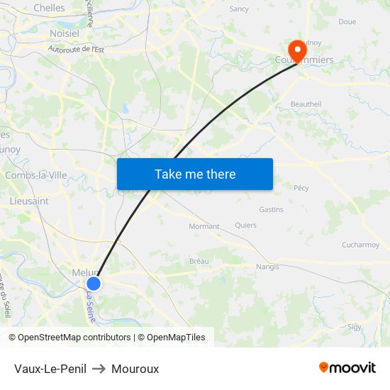 Vaux-Le-Penil to Mouroux map