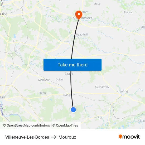 Villeneuve-Les-Bordes to Mouroux map