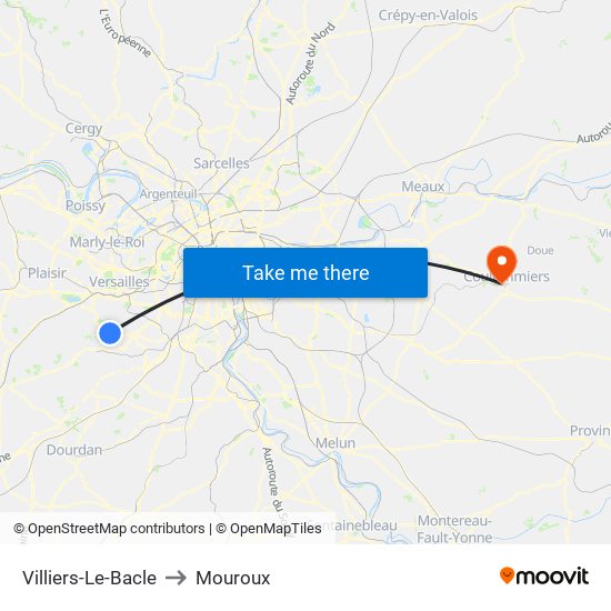 Villiers-Le-Bacle to Mouroux map