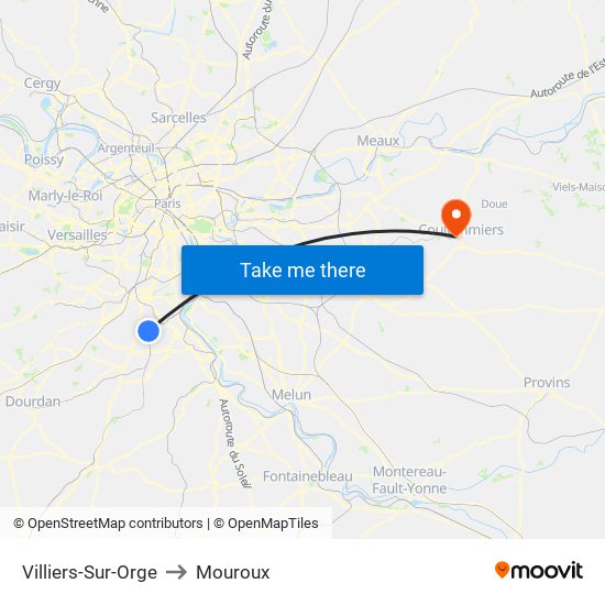 Villiers-Sur-Orge to Mouroux map
