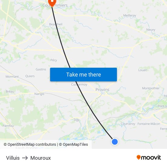 Villuis to Mouroux map