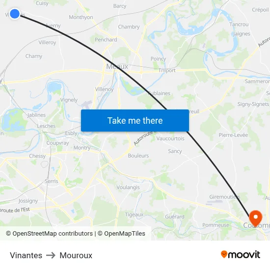 Vinantes to Mouroux map