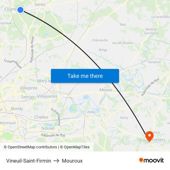 Vineuil-Saint-Firmin to Mouroux map