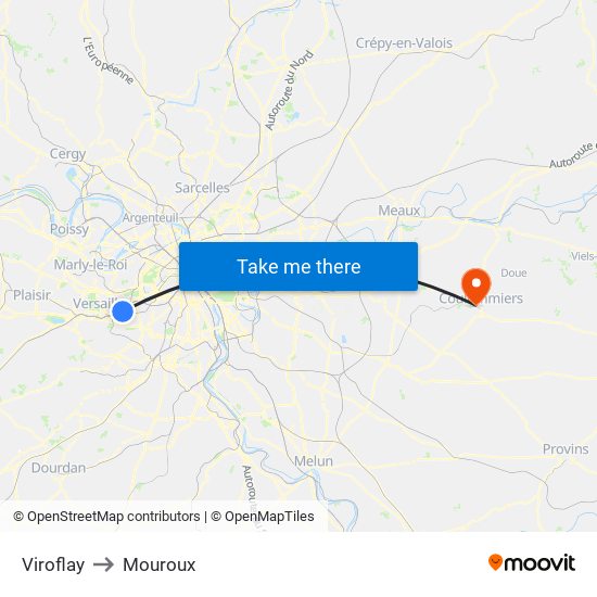Viroflay to Mouroux map