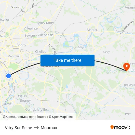 Vitry-Sur-Seine to Mouroux map