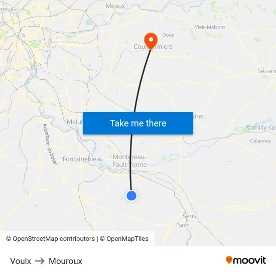 Voulx to Mouroux map