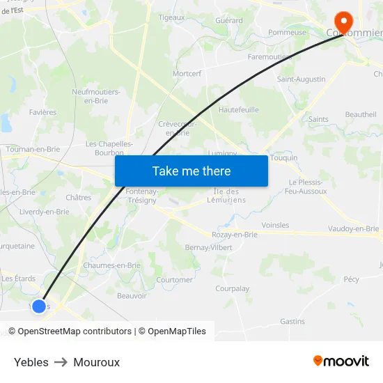 Yebles to Mouroux map