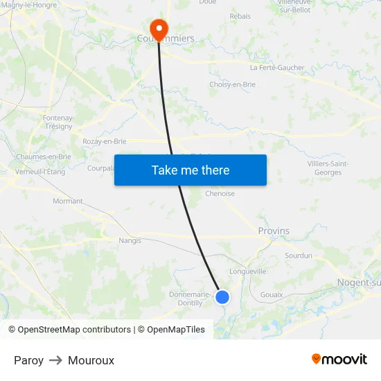 Paroy to Mouroux map
