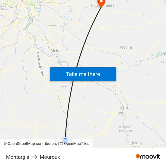 Montargis to Mouroux map