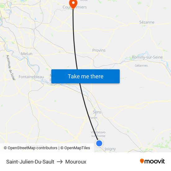 Saint-Julien-Du-Sault to Mouroux map