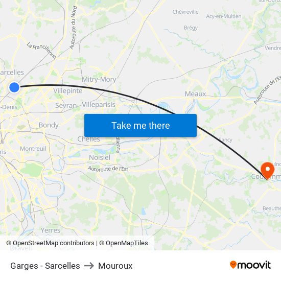 Garges - Sarcelles to Mouroux map