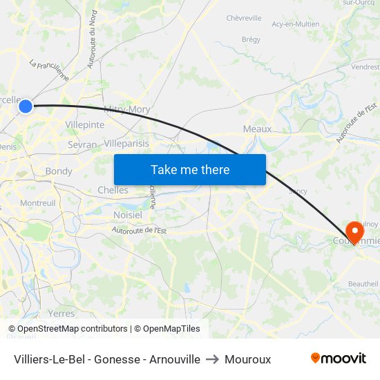 Villiers-Le-Bel - Gonesse - Arnouville to Mouroux map
