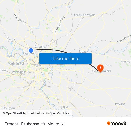 Ermont - Eaubonne to Mouroux map