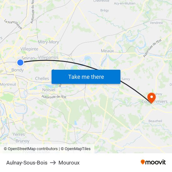 Aulnay-Sous-Bois to Mouroux map