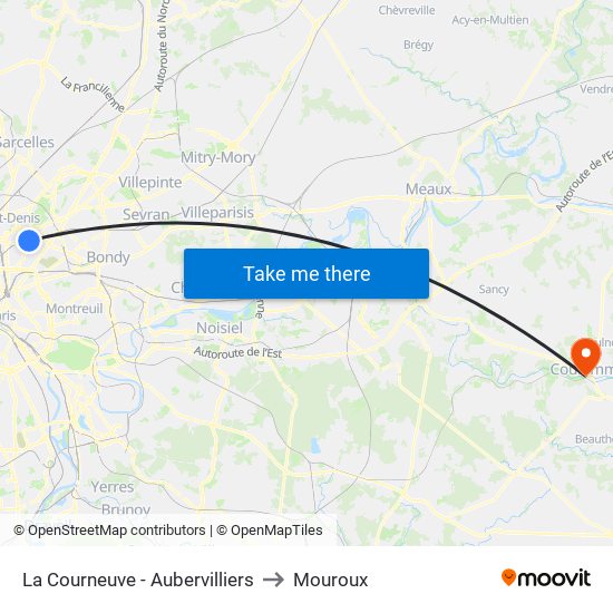 La Courneuve - Aubervilliers to Mouroux map