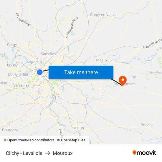 Clichy - Levallois to Mouroux map