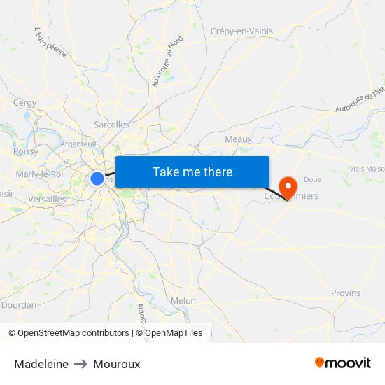 Madeleine to Mouroux map