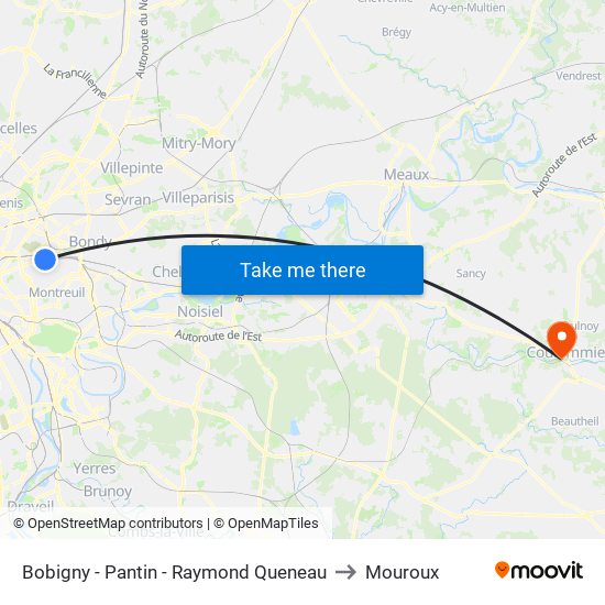 Bobigny - Pantin - Raymond Queneau to Mouroux map