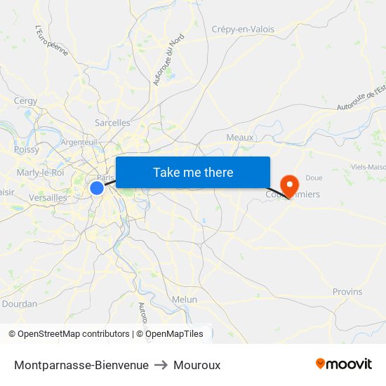 Montparnasse-Bienvenue to Mouroux map