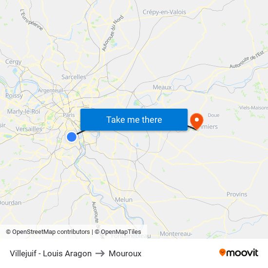 Villejuif - Louis Aragon to Mouroux map