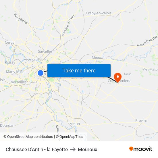 Chaussée D'Antin - la Fayette to Mouroux map