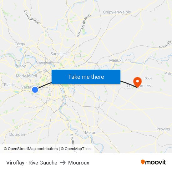Viroflay - Rive Gauche to Mouroux map