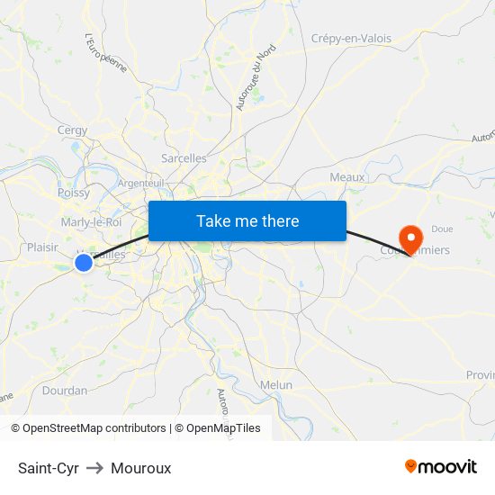 Saint-Cyr to Mouroux map