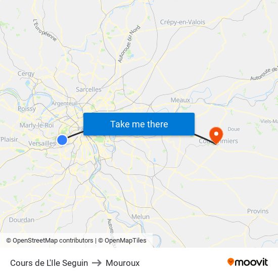 Cours de L'Ile Seguin to Mouroux map