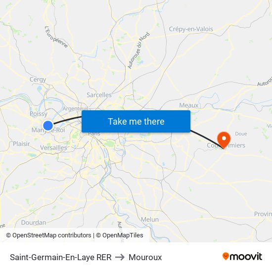 Saint-Germain-En-Laye RER to Mouroux map