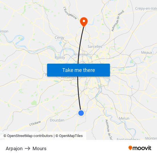 Arpajon to Mours map