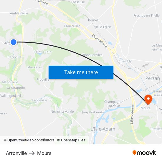 Arronville to Mours map