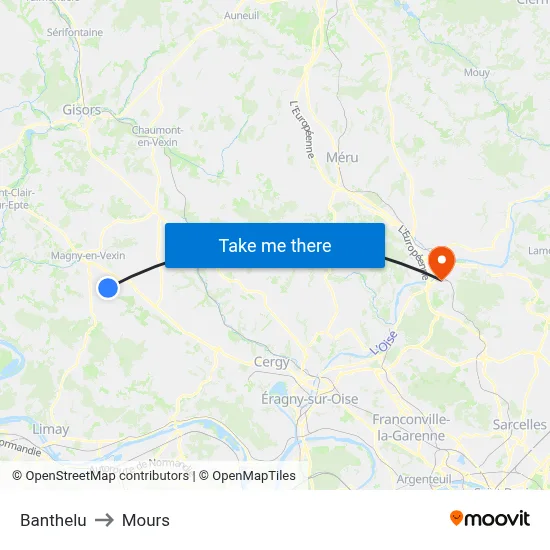 Banthelu to Mours map