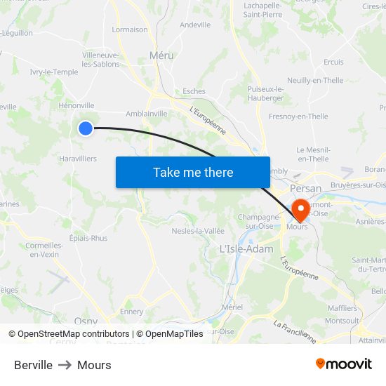Berville to Mours map