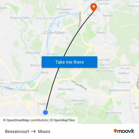 Bessancourt to Mours map