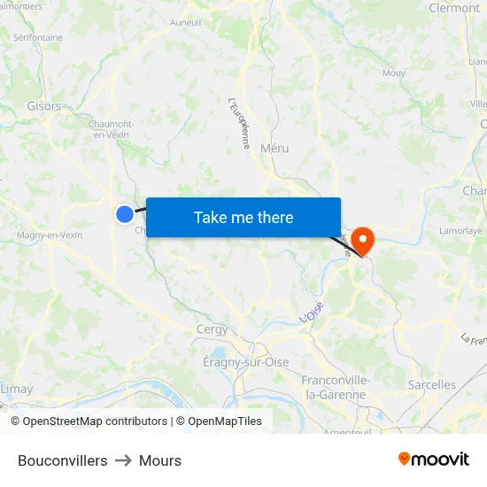 Bouconvillers to Mours map