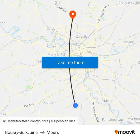 Bouray-Sur-Juine to Mours map