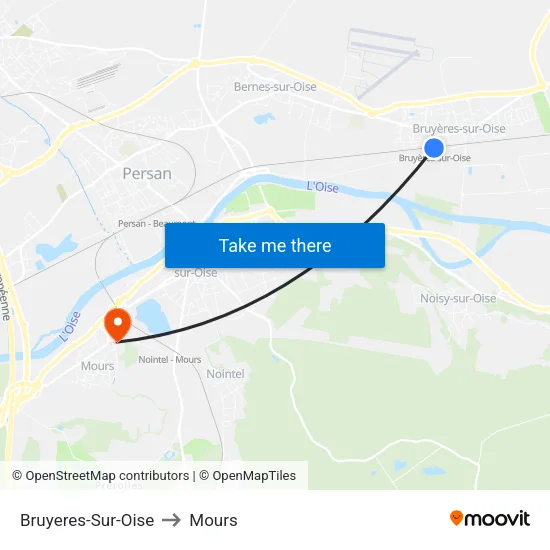 Bruyeres-Sur-Oise to Mours map