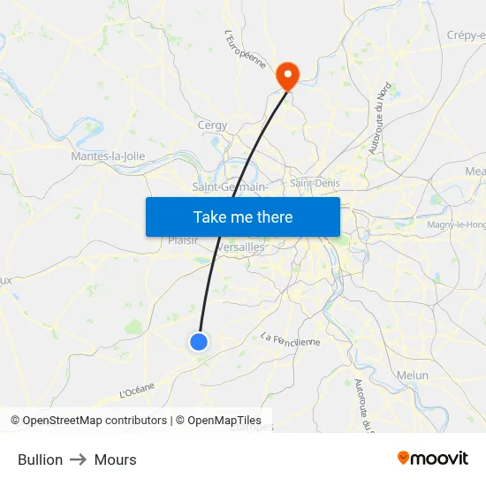 Bullion to Mours map