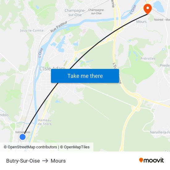 Butry-Sur-Oise to Mours map