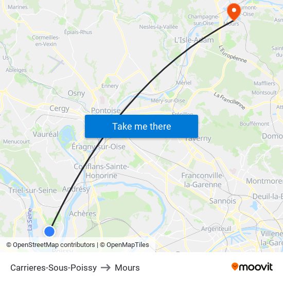 Carrieres-Sous-Poissy to Mours map