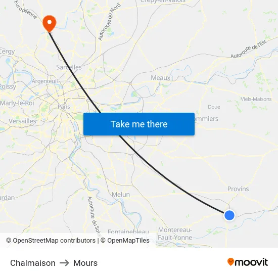 Chalmaison to Mours map